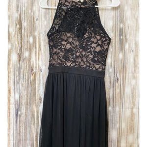 Black sequin and lace dress